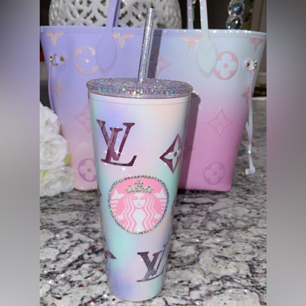 NEW LV pink pastel tumbler custom made